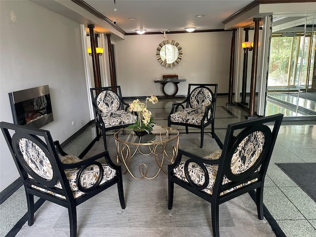 interior space featuring crown molding