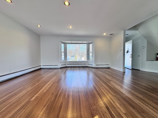 empty room with dark wood-type flooring