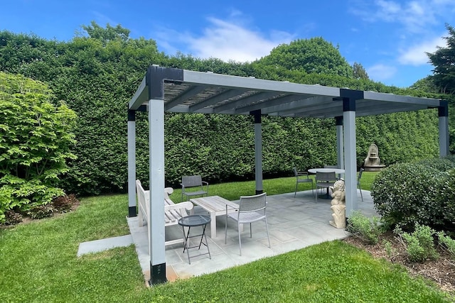 view of patio / terrace featuring a pergola