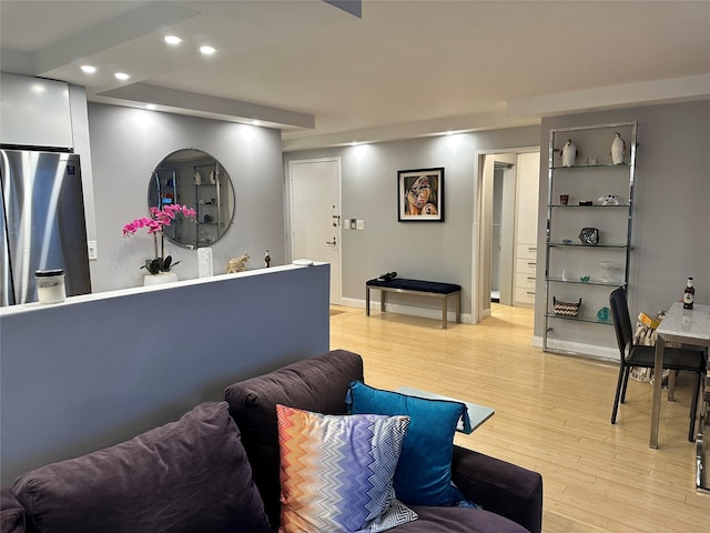 living room with light wood-type flooring