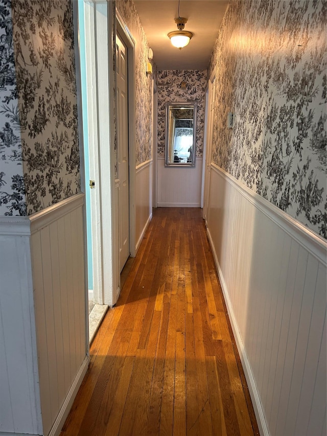 hallway with dark wood-type flooring