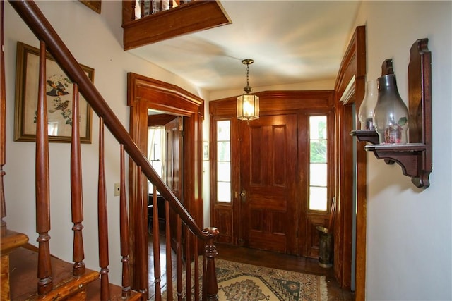 foyer with hardwood / wood-style flooring