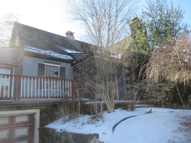 view of snow covered exterior