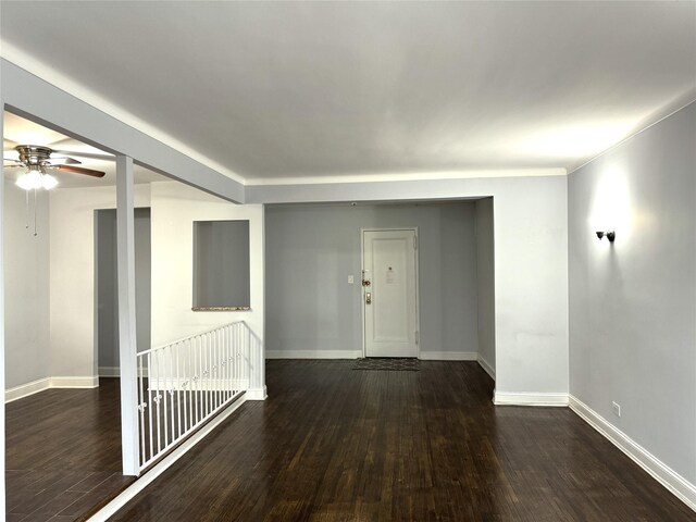 143-50 Hoover Ave Unit 204, Briarwood, NY 11435 - empty room featuring ceiling fan, baseboards, and wood finished floors
