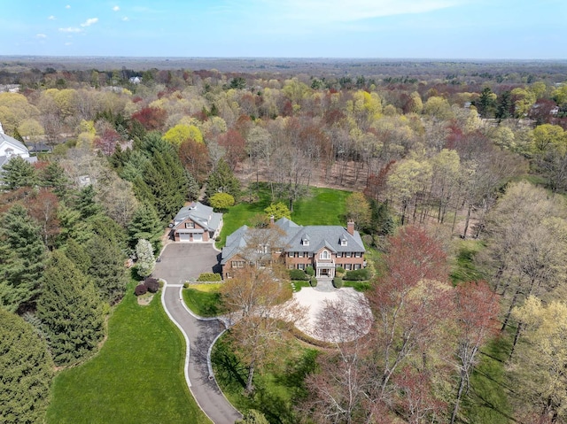 182 Taconic Rd, Greenwich, CT 06831 - bird's eye view featuring a wooded view
