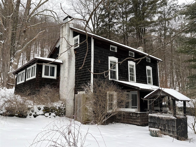 view of snow covered exterior