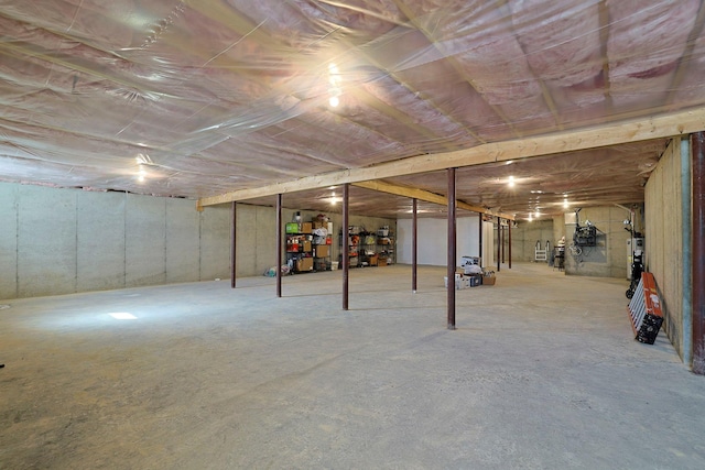 basement with electric water heater