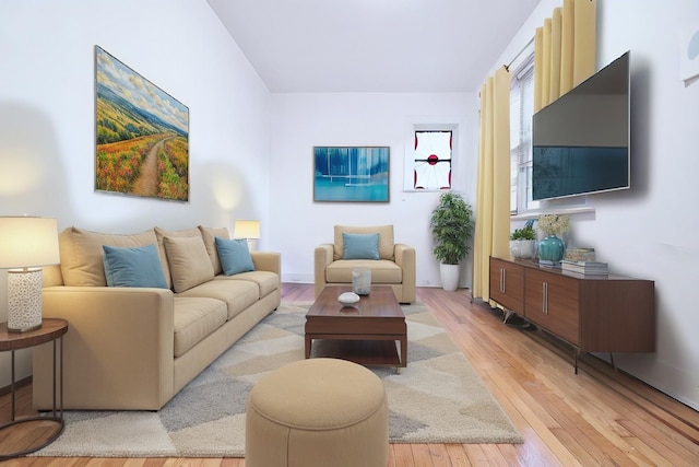 living room featuring light hardwood / wood-style floors