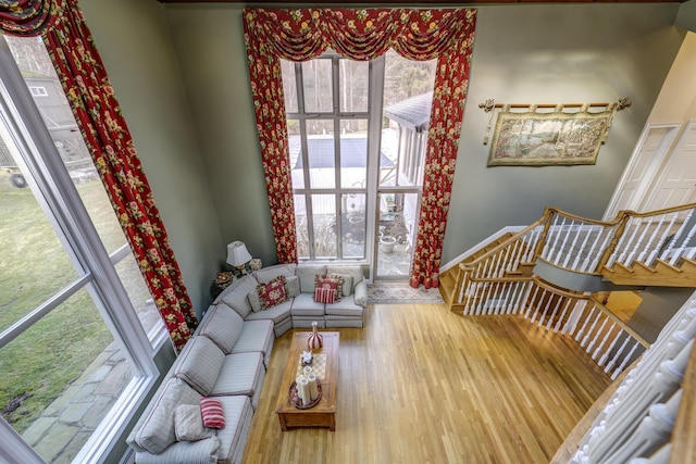 living room with hardwood / wood-style floors