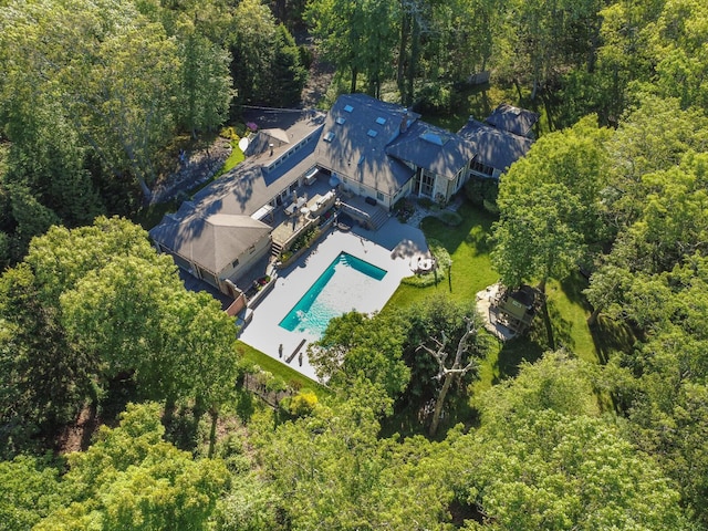 121 Laurel Ln, Laurel Hollow, NY 11791 - view from above of property with a pool area and a forest