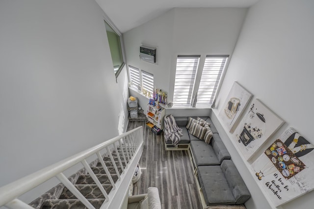 121 Laurel Ln, Laurel Hollow, NY 11791 - living room featuring wood finished floors and vaulted ceiling