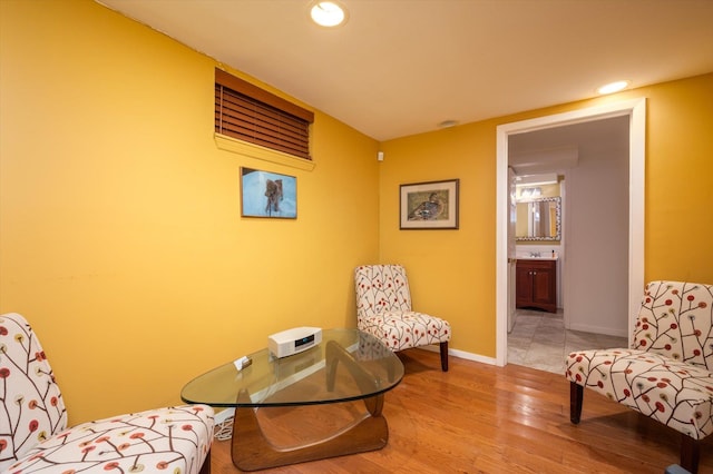 living area featuring light wood-type flooring