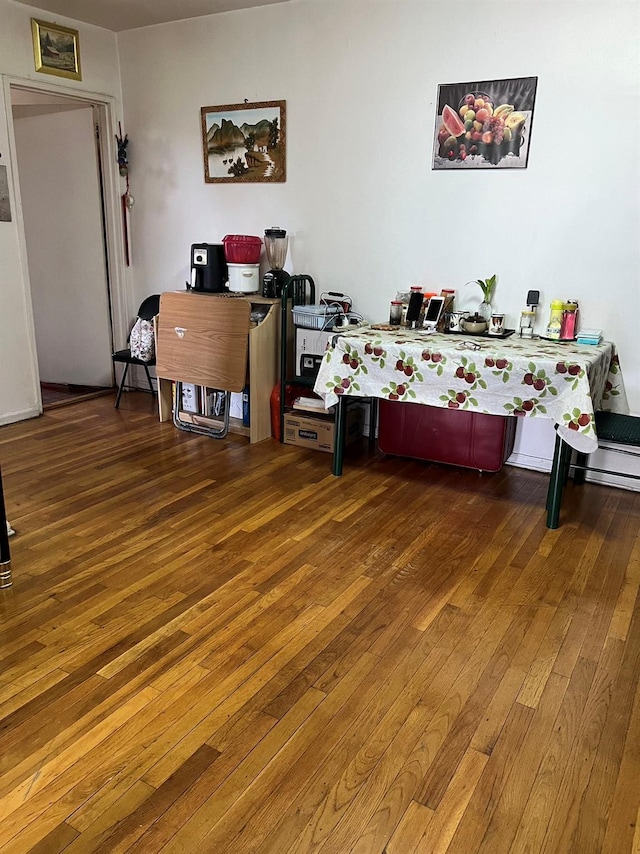 interior space with dark hardwood / wood-style floors