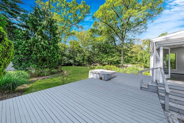 10 Clearbrook Dr, Smithtown, NY 11787 - wooden terrace with a covered hot tub