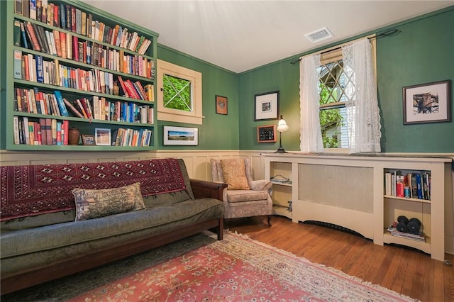 living area featuring hardwood / wood-style flooring