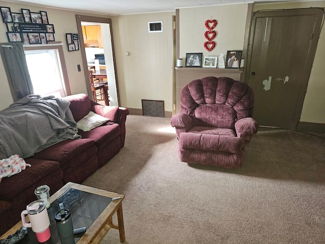 living room featuring carpet flooring