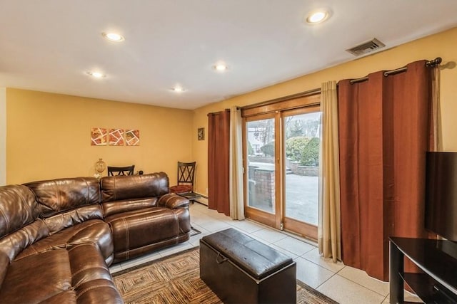 view of tiled living room