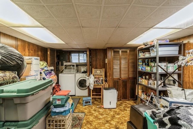 storage featuring separate washer and dryer