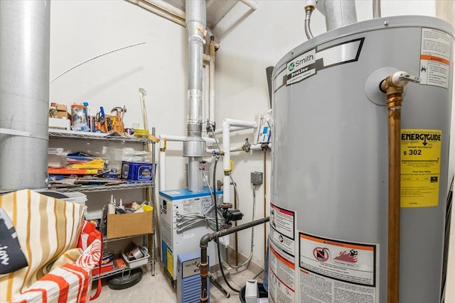 utility room featuring gas water heater