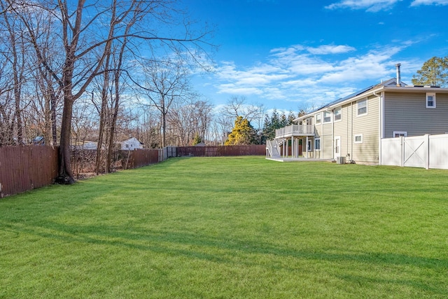 view of yard with a deck