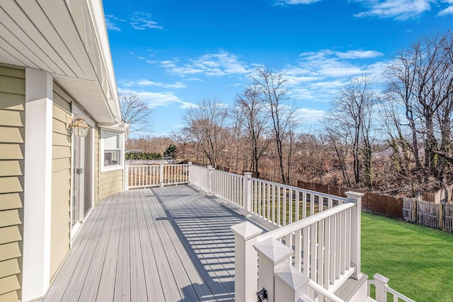 deck featuring a yard