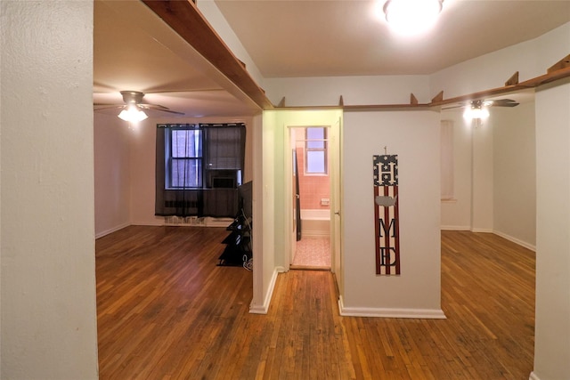 hallway featuring dark hardwood / wood-style floors