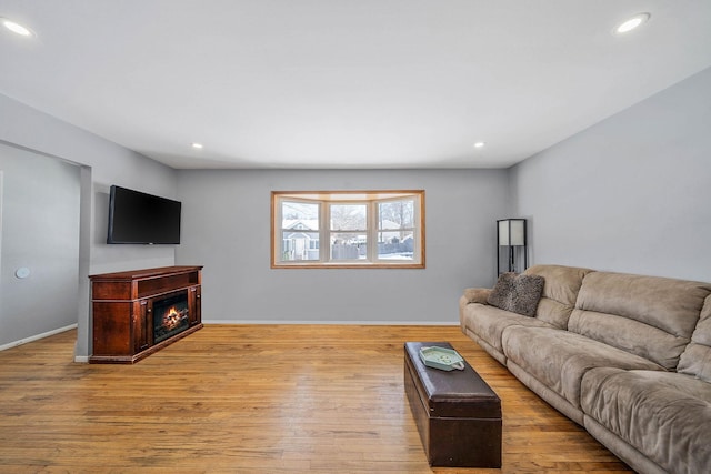 living room with light wood-type flooring