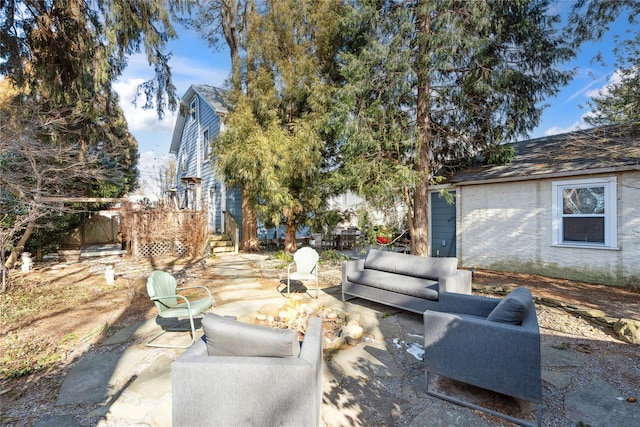 view of patio with a deck and an outdoor hangout area