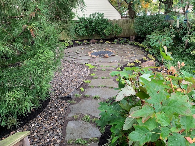 view of yard with a patio area and fence