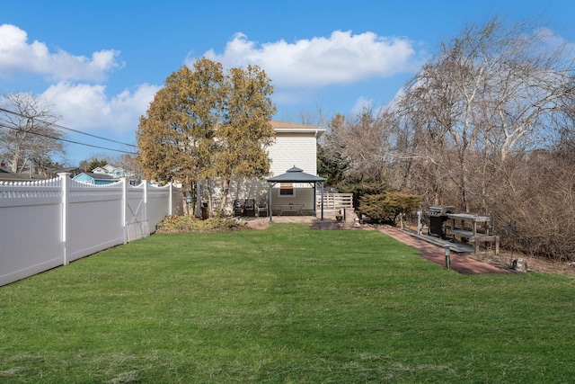 view of yard with a gazebo