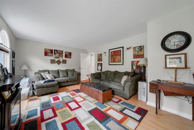 living room featuring light hardwood / wood-style flooring