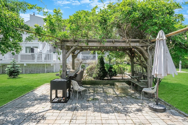 view of patio / terrace featuring a pergola