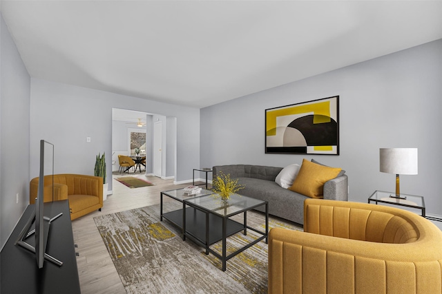 living room featuring light hardwood / wood-style floors