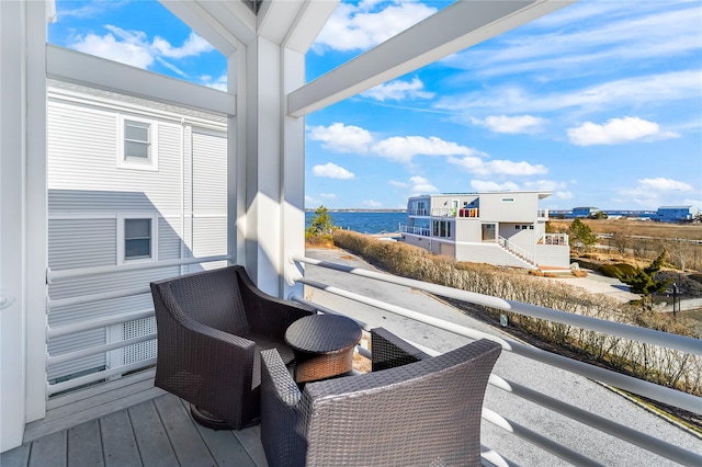 balcony with a water view