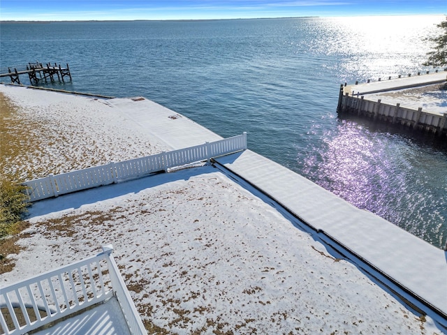 view of dock featuring a water view