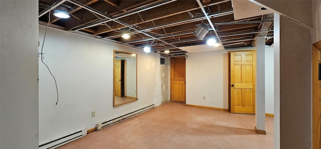 581 Hessinger Lare Rd, Jeffersonville, NY 12748 - finished basement featuring a baseboard heating unit and a baseboard radiator