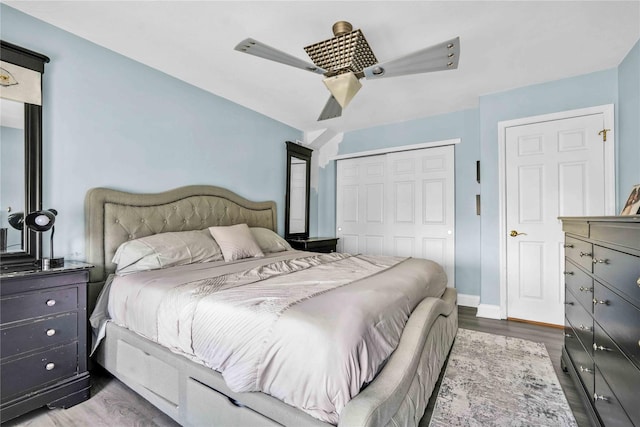 192 Bch 74th St, Arverne, NY 11692 - bedroom with a closet, wood finished floors, ceiling fan, and baseboards