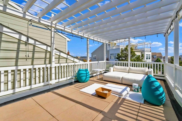 192 Bch 74th St, Arverne, NY 11692 - view of patio / terrace with outdoor lounge area and a pergola