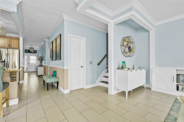 192 Bch 74th St, Arverne, NY 11692 - entryway with ornamental molding and stairway