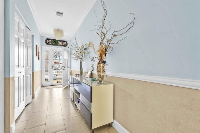 192 Bch 74th St, Arverne, NY 11692 - hall featuring crown molding and light tile patterned flooring