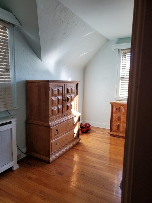 bonus room with wood-type flooring and lofted ceiling