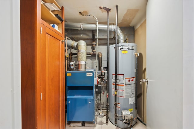 utility room with gas water heater