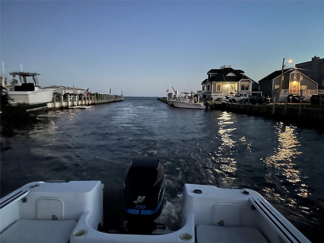 view of water feature featuring a dock