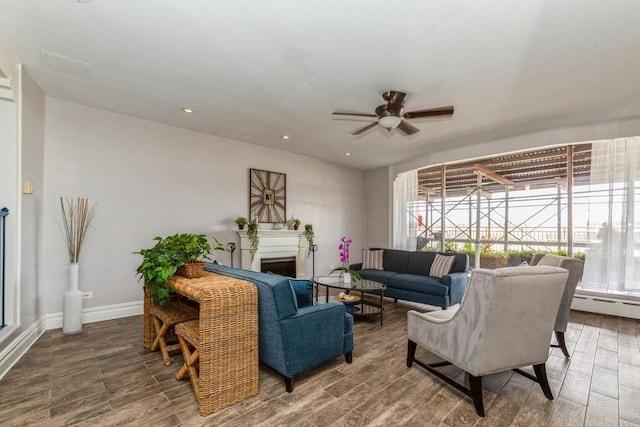 living room with ceiling fan