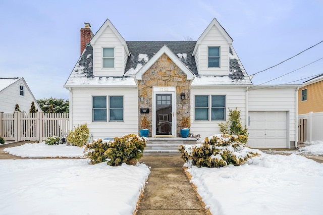 new england style home with a garage