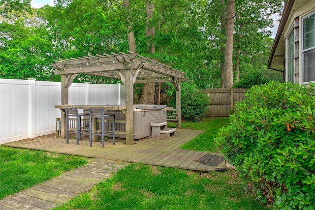 39 Cornwallis Rd, East Setauket, NY 11733 - view of yard with a deck, a pergola, and a hot tub
