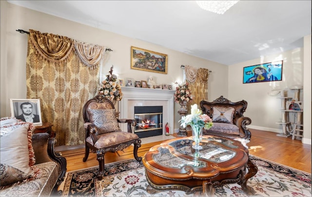 sitting room with hardwood / wood-style floors