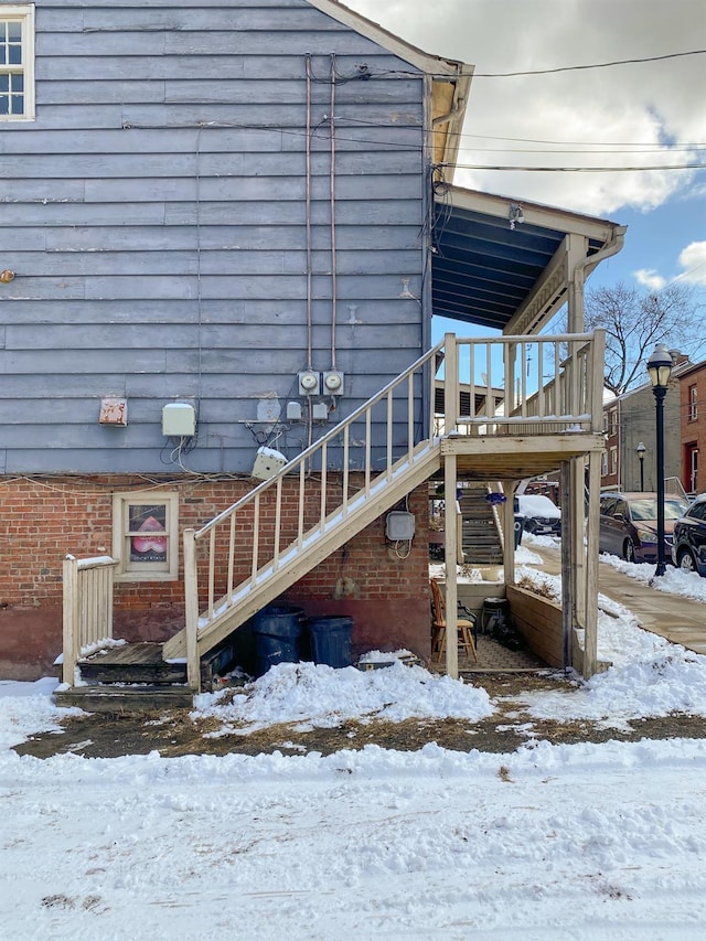 view of snowy exterior