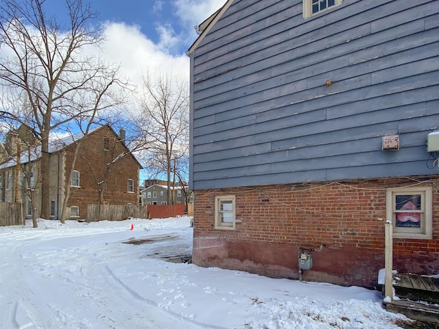 view of snow covered exterior