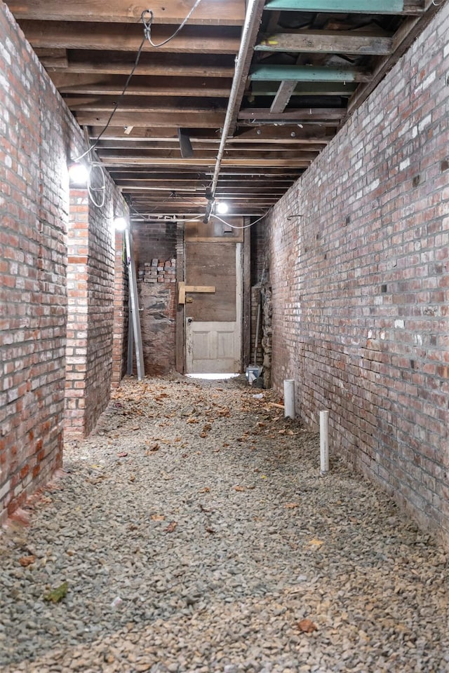 interior space with brick wall